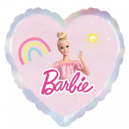 Standard Holographic Barbie Heart Foil Balloon S60