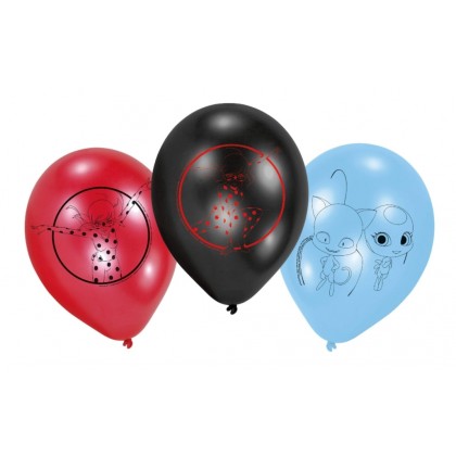 6 Latex Balloons Miraculous 22.8 cm / 9"