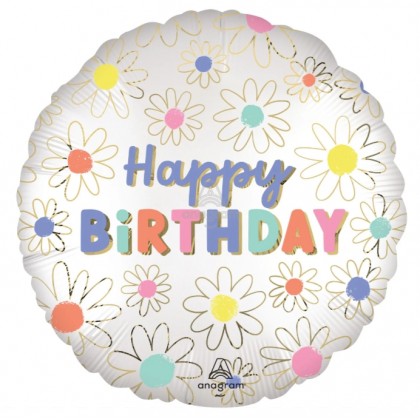 S40 18C XL STN DAISIES HAPPY BIRTHDAY