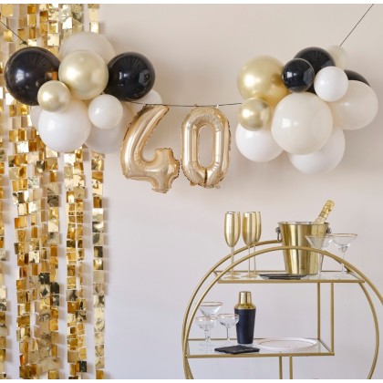 Balloon Bunting - 40 - Nude, Cream, Black, Champagne Chrome