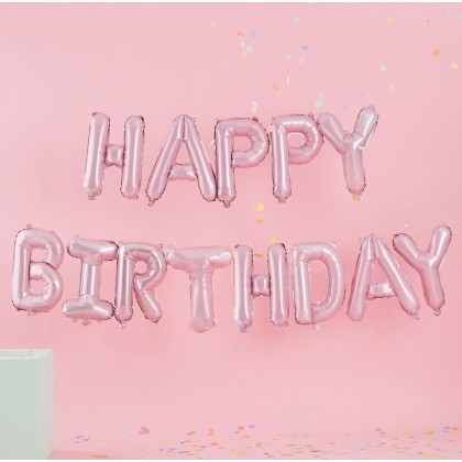Balloon Garland Pastel Party DIY Happy Birthday Pink Foil 14 Parts Height 40.6 cm