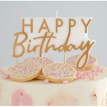 Candle - Scripted Happy Birthday Candle - Foiled