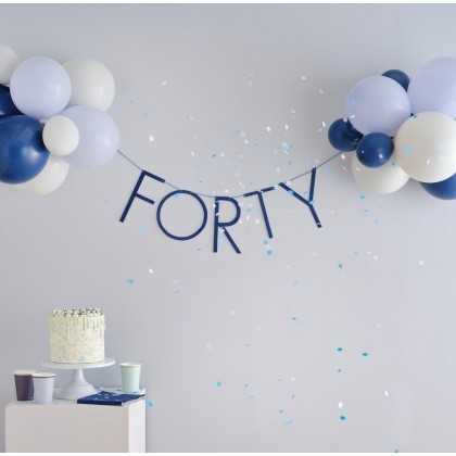 Balloon Bunting - Forty - Blue