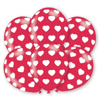 6 Latex Balloons Hearts 27.5 cm / 11"