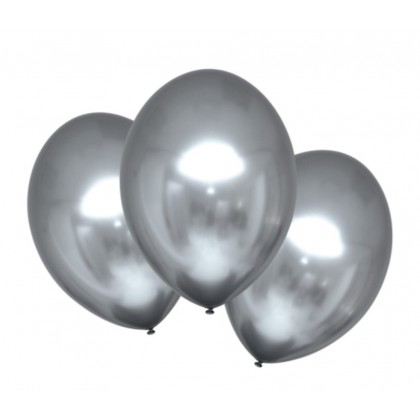 6 Latex Balloons Satin Luxe Platinum 27.5cm/11"
