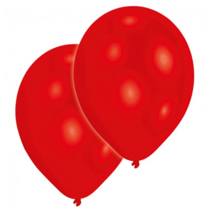 10 Latex Balloons Standard Red 27.5 cm / 11"