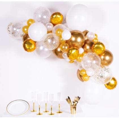 Latex Balloon Garland DIY White / Gold Assorted 4 m 66 Parts