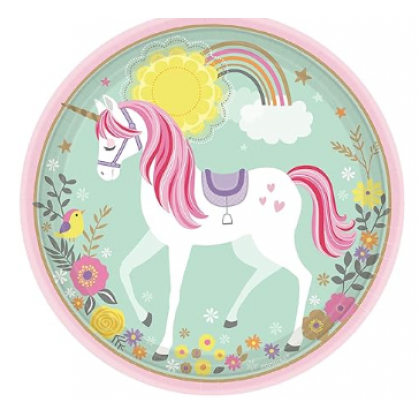 8 Plates Magical Unicorn Round Papier 18 cm