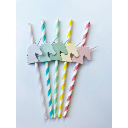 8 Paper Drinking Straws Magical Unicorn 19,7 cm