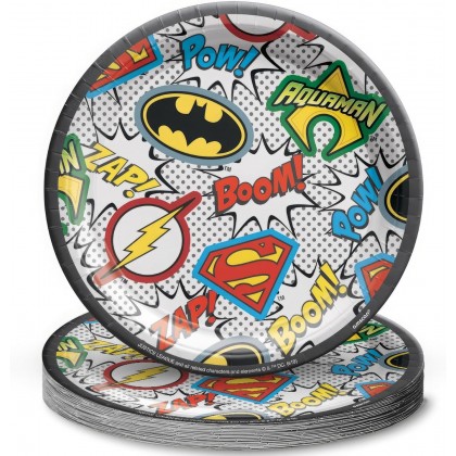 Justic League Heroes Round Plates, 7"