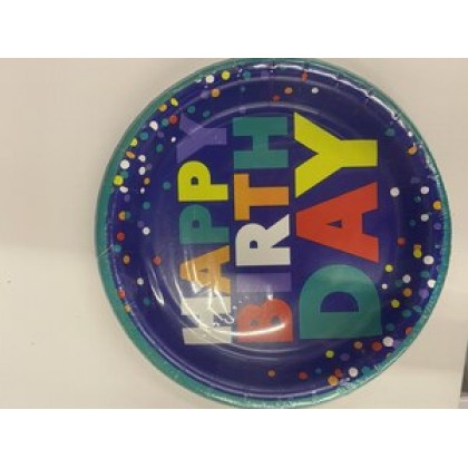 Bold Happy Birthday Round Plates, 8 1/2"
