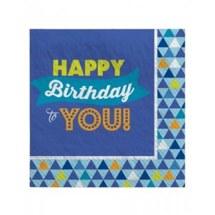 True Blue Birthday Beverage Napkins