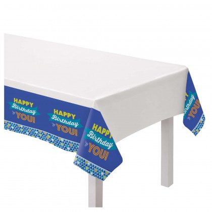 True Blue Birthday Plastic Table Cover