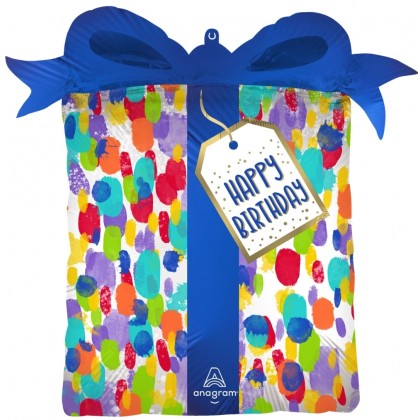 P35 LRG SHP XL PAINTERLY DOTS BDAY